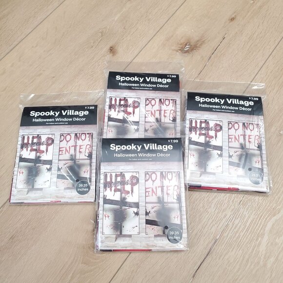 4 Halloween Window Decor Spooky Village Blood Splatter 39" Haunted Horror Lot - Picture 2 of 12